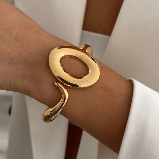 Exaggerated Punk Irregular Wide Cuff Bangle for Women