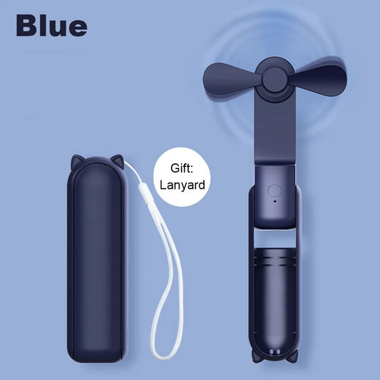 Portable Mini Handheld Fan Small Pocket Fan USB Rechargeable Battery Fan Folding