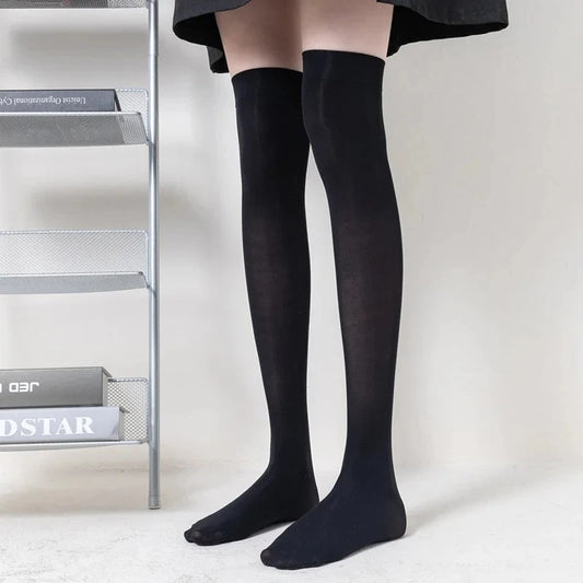 Solid Color Woman Socks Thin Knee High Socks