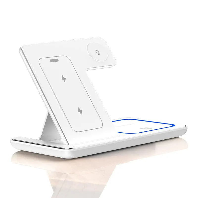 30W LED Fast Wireless Charger Stand 3 in 1 Foldable Charging Station