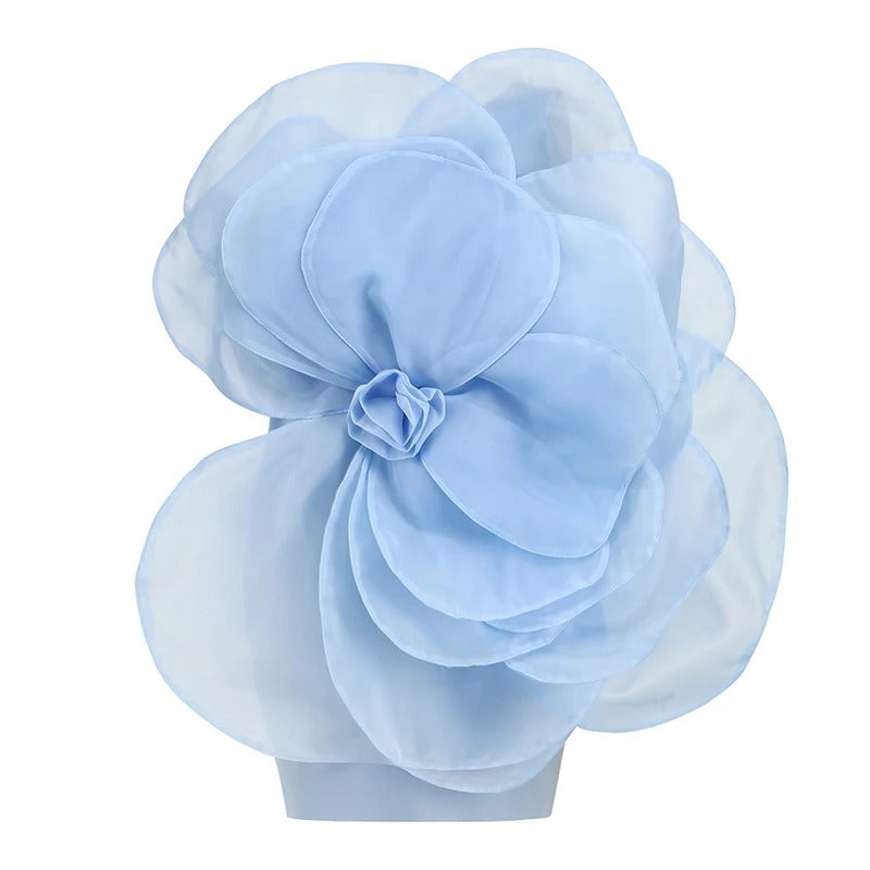 New Style White Oblique Shoulder Decorative Flower Dress