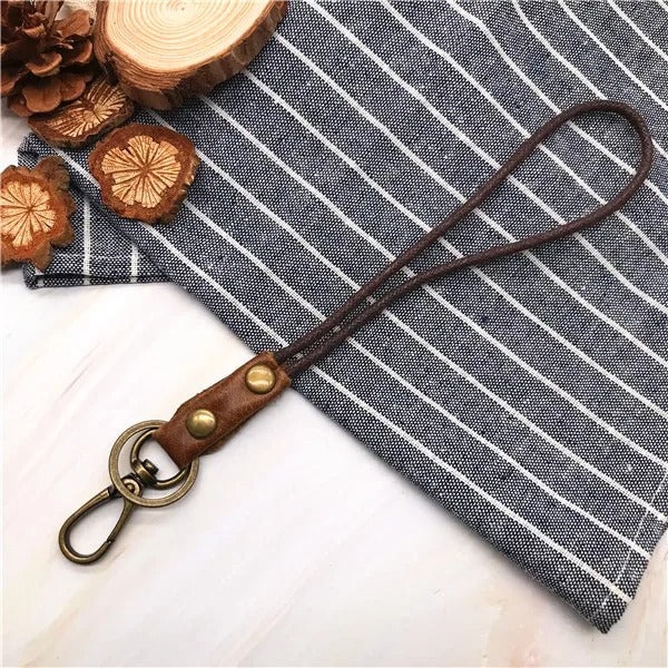 Cowhide Genuine Leather Lanyard Neck strap for mobile phone
