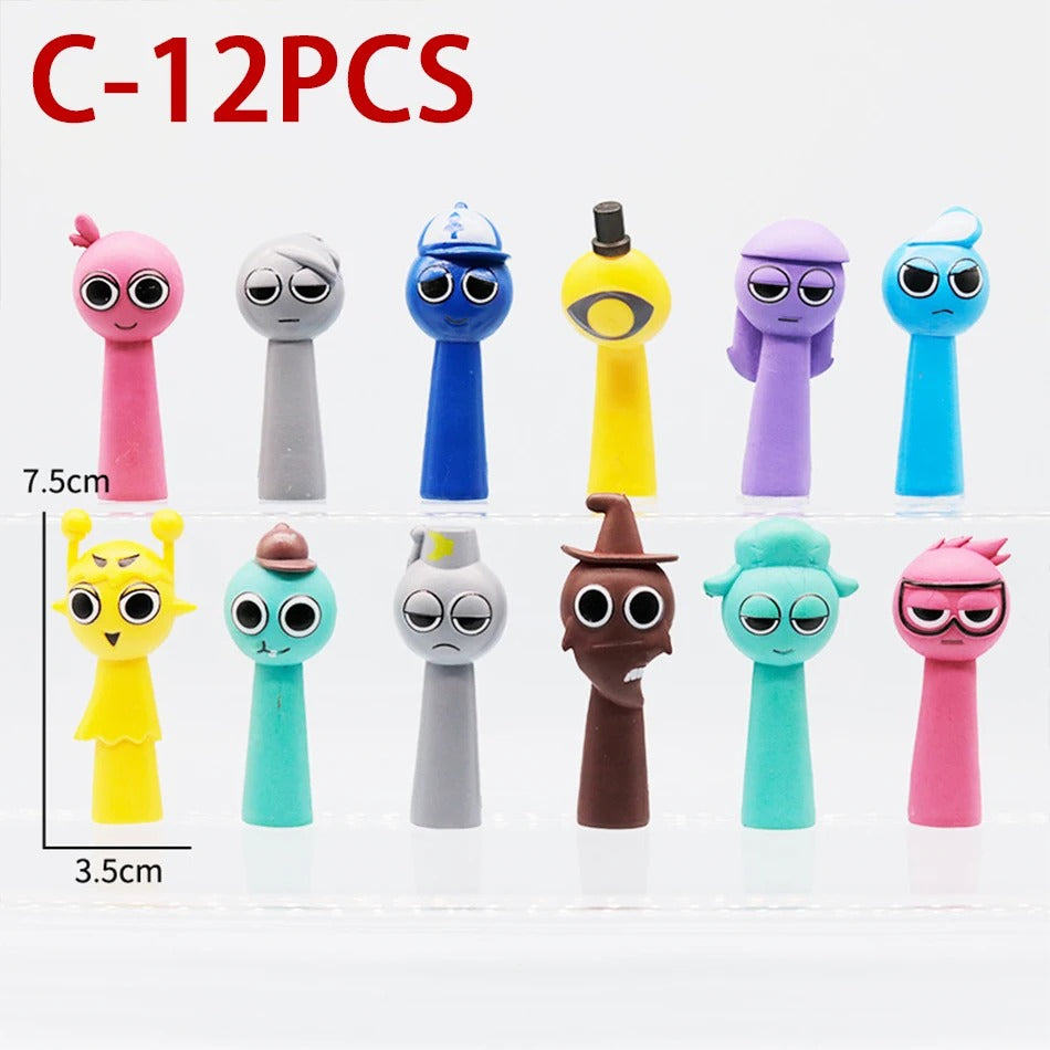 New 12PCS Set Funny Sprunki Figures Model 6-8cm PVC Sprunki Game