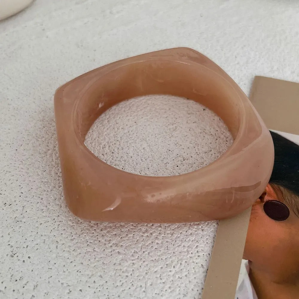 Vintage Punk Beige Khaki Thick Resin Acrylic